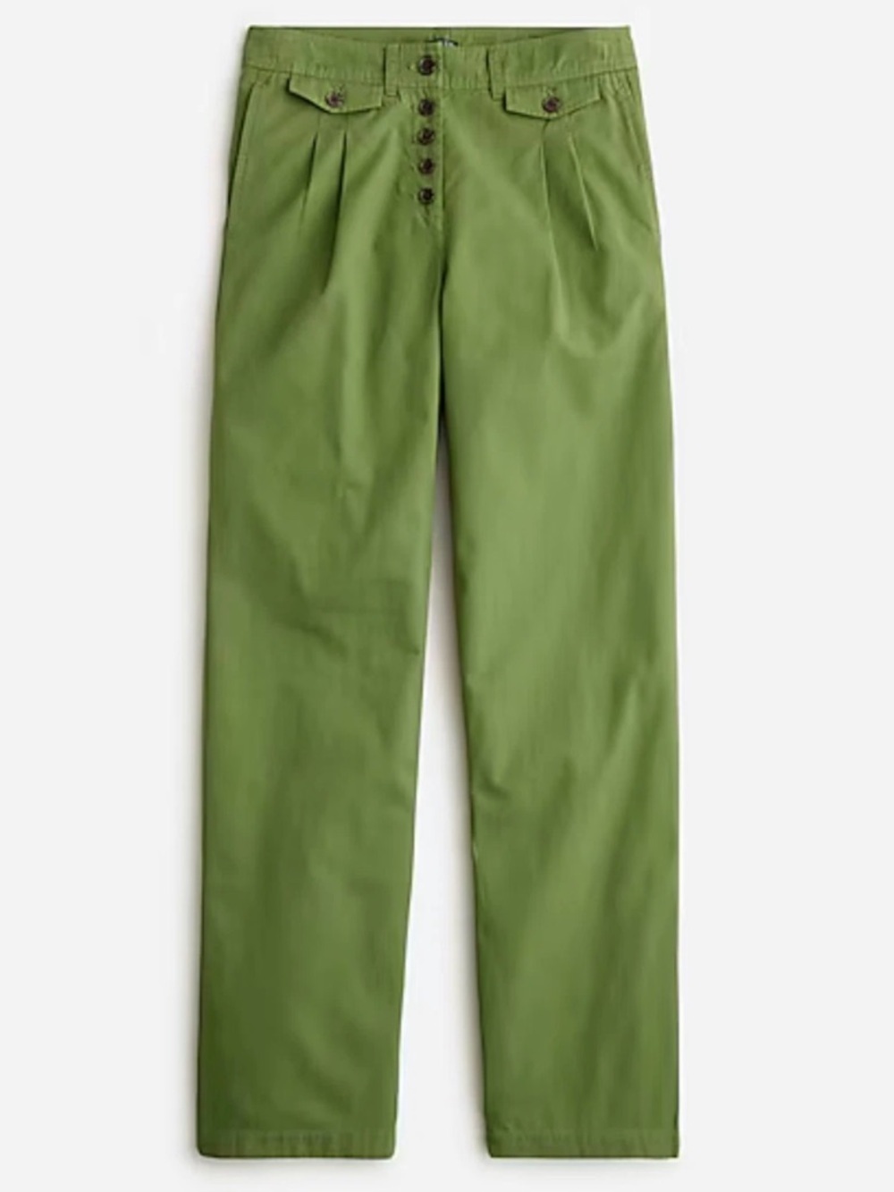NWT - J.Crew Pleated Button Front Pants Moss Green Size 2 Women’s